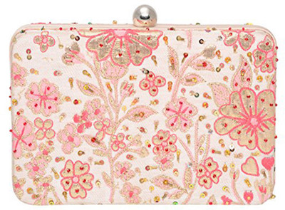 

Fabric and Lace Party Pink Clutch