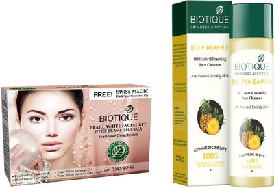 

BIOTIQUE BIO Bio Pearl White Facial Kit, Pineapple Oil Control Face Cleanser For Normal To Oil Skin(Set of 2)