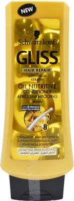 

Schwarzkopf Gliss Hair Repair Oil Nutritive Conditioner, Longer Hair, Prone to Split-Ends - 400ml(400 ml)
