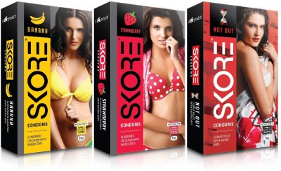 

Skore Dotted ( Banana, Not out, Strawberry ) Condom(Set of 3, 30S)