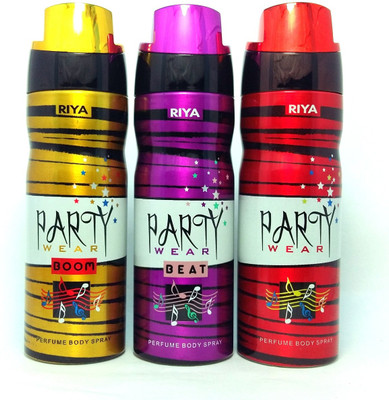 

Riya Party Wear Combo Perfume Body Spray - For Men & Women(600 ml, Pack of 3)