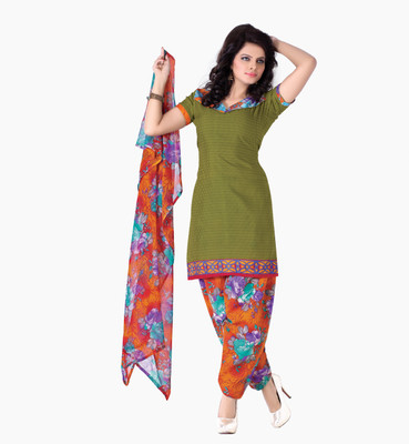 

BanoRani Cotton Polyester Blend Printed Dress/Top Material(Un-stitched), Green