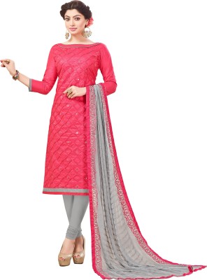 Blissta Cotton Blend Embroidered Salwar Suit Material