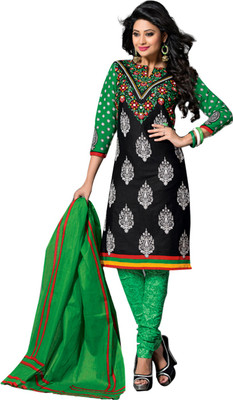 

Drapes Cotton Printed Salwar Suit Dupatta Material(Un-stitched), Black