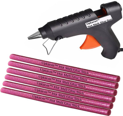 

Upkaran with 6 Pink Glitter Glue Sticks 40 Watt HIGH QUALITY Leak Proof Heavy Hot Melt Glue Gun For Decoration, Paper & Cloth High-Tech Professional Standard Temperature Corded Glue Gun(11 mm)