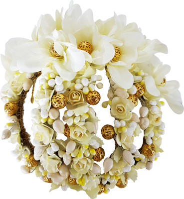 

Fully New Style Bridal Flower Hair Gajra (Veni) Accessories For Wedding Women & Girls Bun(White, Gold)