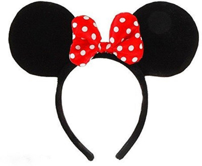 

skky bell Hair band Minnie Mouse/Mickey Mouse Bow Headband/ Minnie Mouse Ears Headband Hairband Costume Accessory(PACK OF 2 RED ) Head Band(Multicolor)