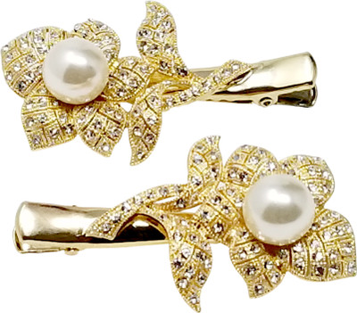

Evolution Hair Accessories Golden Lotus Pearl Dimond, Wedding Party Hair Pin, Slider Lock Pin, for Women/Girls ( Pack of 2 ) Hair Pin(Multicolor)