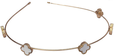 

ZIory Gold Plated Elegant Golden Stylish Crown Clover Thin Loop Flower Shaped Princess Hairband for Baby Girls Toddler Girls Hair Band, Hair Clip, Hair Accessory Set(Gold, White)