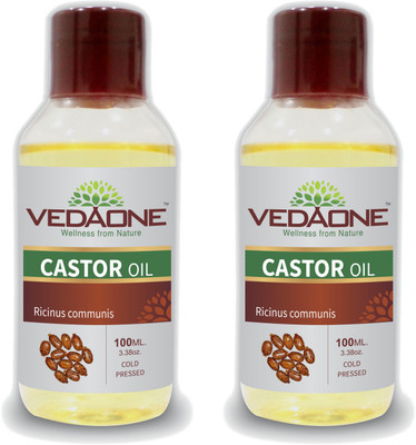 

VEDAONE 100% Natural Cold Pressed Castor Oil, 200ml (2 packs of 100 ml each) Hair Oil(200 ml)