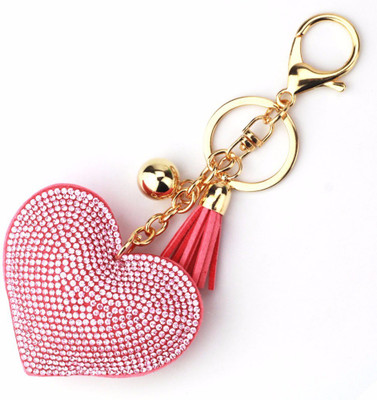 

DALUCI Fashion Car Play Full Crystal Rhinestone Heart Rose Gold Key Chain