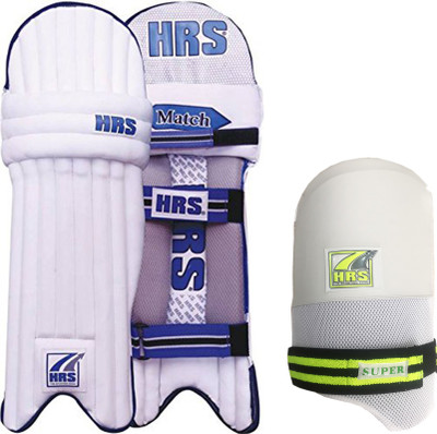 HRS Legguard Thigh Guard Combo - Match Batting Legguard, Men's + Super Thigh Guard (White/Green), Men's Cricket Kit