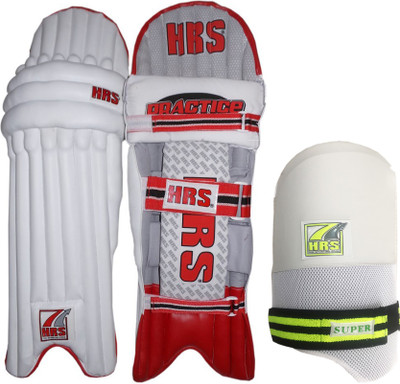 

HRS Legguard Thigh Guard Combo - Practice Batting Legguard, Men's + Super Thigh Guard (White/Green), Men's Cricket Kit