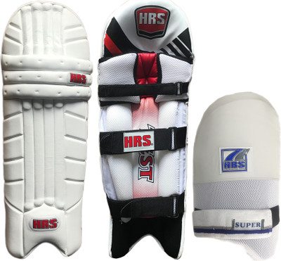 

HRS Legguard Thigh Guard Combo - Test Batting Legguard, Men's + Super Thigh Guard (White/Blue), Men's Cricket Kit