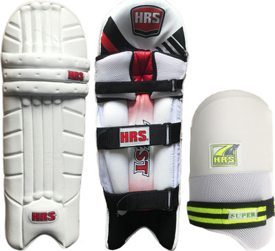

HRS Legguard Thigh Guard Combo - Test Batting Legguard, Men's + Super Thigh Guard (White/Green), Men's Cricket Kit