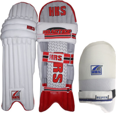 

HRS Legguard Thigh Guard Combo - Practice Batting Legguard, Men's + Super Thigh Guard (White/Blue), Men's Cricket Kit