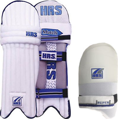 

HRS Legguard Thigh Guard Combo - Match Batting Legguard, Men's + Super Thigh Guard (White/Blue), Men's Cricket Kit