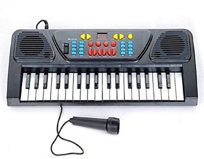 

megashine 37 Key Piano Big fun Keyboard || Toy with Recording and Mic || Mobile Charger Power || Option battery operated(Black)