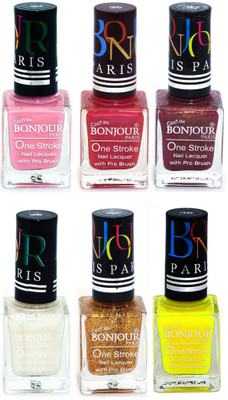 

Bonjour Paris Candy Color Long Lasting Nail paint For Teen Girls Women Nail Polish set A 330 Babby Pink-Maroon-Coffee-White-Golden-Yellow(Pack of 6)