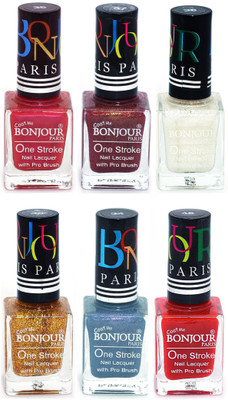

Bonjour Paris Candy Color Long Lasting Nail paint For Teen Girls Women Nail Polish set A 333 Maroon-Coffee-White-Golden-Sky Blue-Red(Pack of 6)