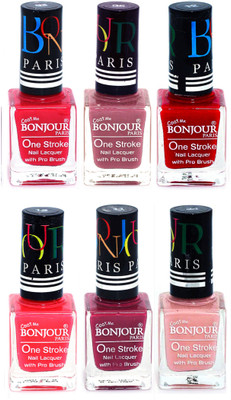 

Bonjour Paris Candy Color Long Lasting Nail paint For Teen Girls Women Nail Polish set A 84 Pink-Mauve-Red-Pink-Mauve-Nude(Pack of 6)
