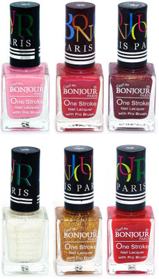 

Bonjour Paris Candy Color Long Lasting Nail paint For Teen Girls Women Nail Polish set A 327 Babby Pink-Maroon-Coffee-White-Golden-Red(Pack of 6)