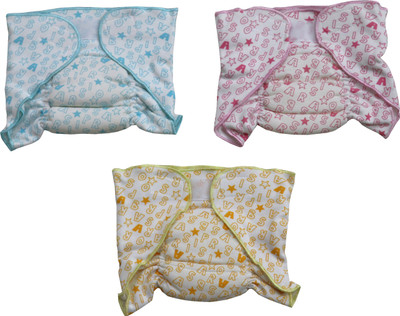 

ANNAPURNA SALES 100% Pure Ultra-Soft Cotton New Born baby Diapers or Nappies Combo Pack of 3 Pcs. ( 0 - 6 Months ) !! Skin Friendly, Blue;yellow & pink