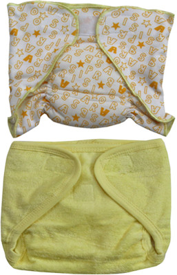 

ANNAPURNA SALES 100% Pure Ultra-Soft Cotton New Born baby Diapers or Reusable Padded New Born Baby Nappies Combo Pack of 2 Pcs.( 0 - 6 Months, Yellow