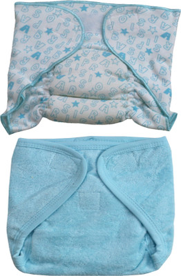 

ANNAPURNA SALES 100% Pure Ultra-Soft Cotton New Born baby Diapers or Reusable Padded New Born Baby Nappies Combo Pack of 2 Pcs. (9 - 12 Months, Blue
