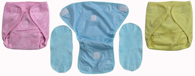 

ANNAPURNA SALES 100% Pure Ultra-Soft Cotton New Born baby Diapers or Reusable Padded New Born Baby Nappies Combo Pack of 3 Pcs. ( 6 - 9 Months, Blue;pink;yellow