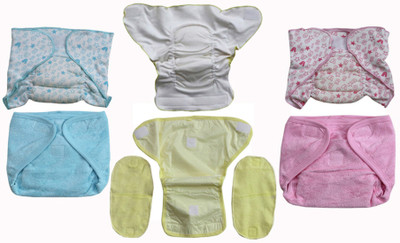 

ANNAPURNA SALES 100% Pure Ultra-Soft Cotton New Born baby Diapers or Reusable Padded New Born Baby Nappies Combo Pack of 6 Pcs. ( 0 - 6 Months, Blue;pink;yellow