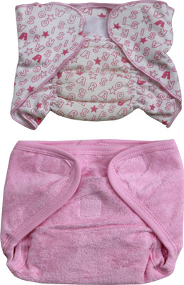 

ANNAPURNA SALES 100% Pure Ultra-Soft Cotton New Born baby Diapers or Reusable Padded New Born Baby Nappies Combo Pack of 2 Pcs. (9 - 12 Months, Pink