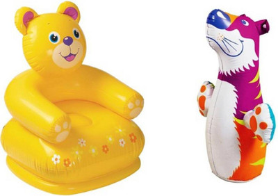 

dmpl fastdeal 3-D Punching Bop Bag Tiger Shape Bouncers & Teddy Bear Chair Inflatable Combo Bath Toy (Multicolor)(Multicolor)