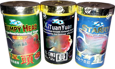 

ROYAL PET XO Humpy Head | Starry | Xi Tuan Yuan (100g/280ml Each Pack of 3) Ocean Free Flower Horn 300 g Dry Fish Food(Pack of 3)