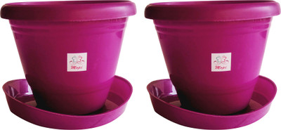 

Mopi 6 inch Heavy Duty Plastic Garden Planters With Bottom Tray Plant Container Set��(Plastic, Purple) Plant Container Set(Pack of 2, Plastic)