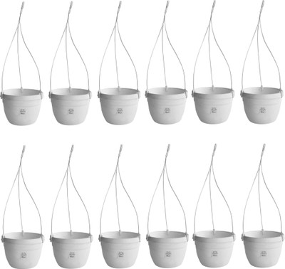 

Mopi Hanging Flower Pots 7inch Planter,white Plant Container Set(Pack of 12, Plastic)