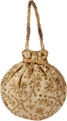 

Balee Fashions BF2293GL Leaf Tiki Round Batwa Potli(Gold)