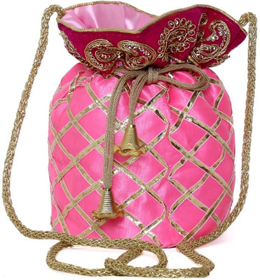 

SUVASANA Jaipur Women Handmade Festive Multicolor Wedding Gift Potli Potli(Pink, Multicolor), Multicolor;pink