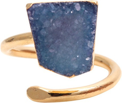 

The Sparkle Story Blue Druzy Ring 12x11mm Gold  Partywear Stone Ring