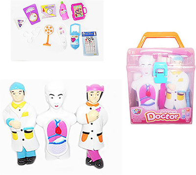 

Hum Enterprise 22 Pcs Doctor Play Set With Medical Equipments Including 3 charactors Doctor, Nurse And Patient For kids