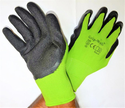 

SS & WW Green Nylon shell with Black Crinkle latex Palm coated Gloves Nylon Safety Gloves(25)