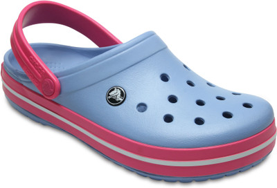 pink and blue crocs
