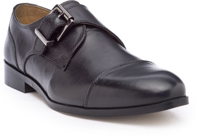 

Hats Off Accessories Genuine Leather Tan Monk Shoes For Men(Black