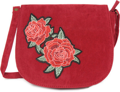 

Kanvas Katha Women Casual Red Velvet Sling Bag