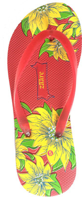 

zaare Embossed Flower Red Flip Flops