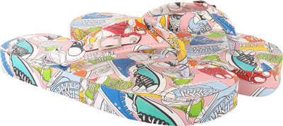 

tryfeet Multicolor Printed Flip Flops, Pink