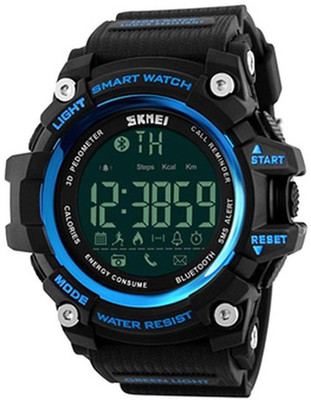 

Skmei 1227 Bluetooth-Pedometer-Calorie-Distance Blue Smartwatch(Black Strap Free Size)