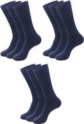 QUEERY Men Solid Mid-Calf/Crew(Pack of 9)