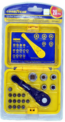 

Goodyear 20 PCS RATCHET SPANNER WITH SOCKETS & BITS SET Socket Set