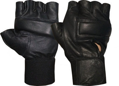 

GymWar WRIST SUPPORT HEAVY LEATHER PADDING Gym & Fitness Gloves (Free Size, Black)